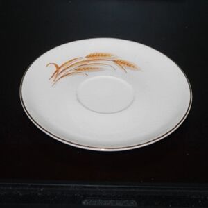 Vintage Homer Laughlin Golden Wheat 22k Gold Trim Cream White Tea Cup Plate
